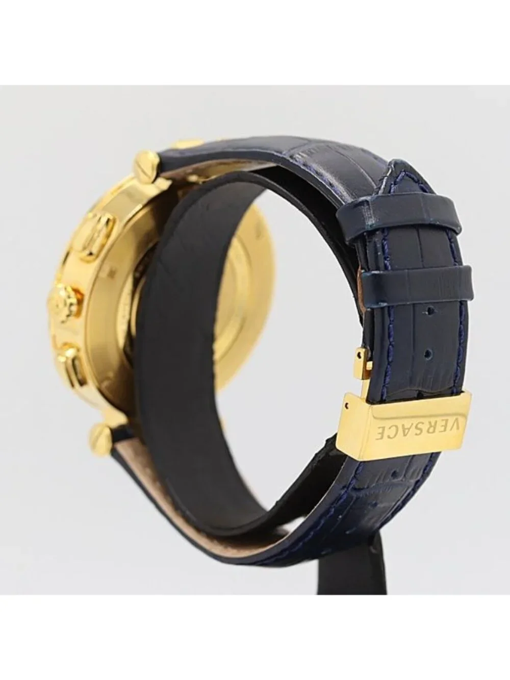 Versace Matelasse GMT Alarm Date Smoseco Quartz Navy Dial Watch
